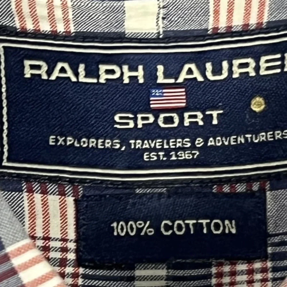 Polo Ralph Lauren Sport Flannel Button Down Shirt Plaid‎ 100% Cotton